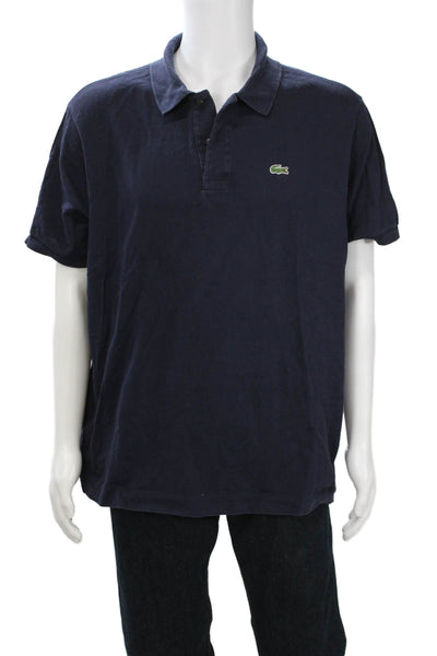 Lacoste Mens Dark Blue Cotton Collared Polo Button Short Sleeve Size 7