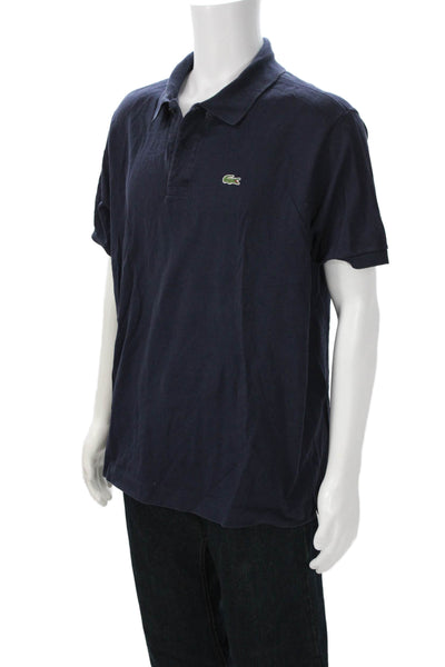 Lacoste Mens Dark Blue Cotton Collared Polo Button Short Sleeve Size 7