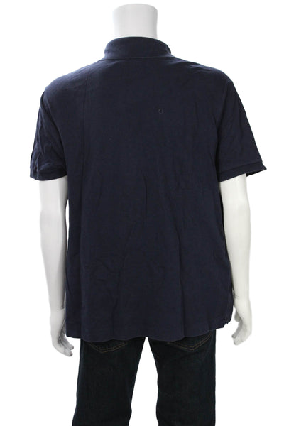 Lacoste Mens Dark Blue Cotton Collared Polo Button Short Sleeve Size 7