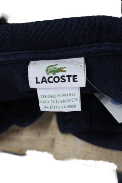 Lacoste Mens Dark Blue Cotton Collared Polo Button Short Sleeve Size 7