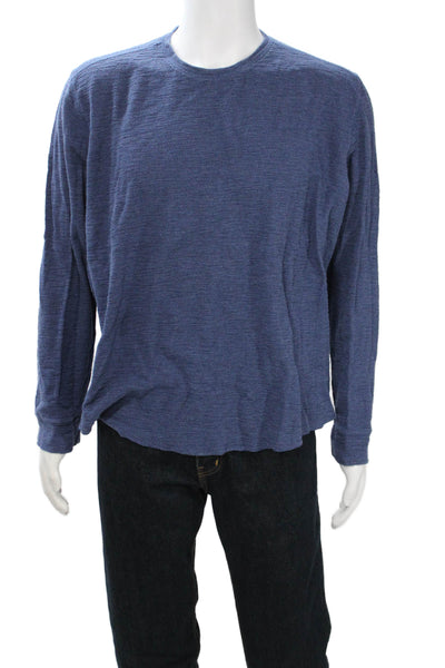 Vince Mens Long Sleeve Crew Neck Cotton T Shirt Blue Size XL