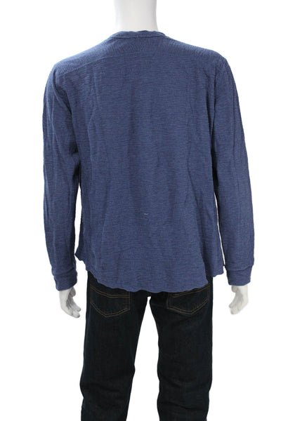 Vince Mens Long Sleeve Crew Neck Cotton T Shirt Blue Size XL