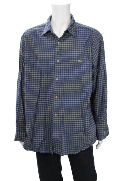 Vineyard Vines Men's Long Sleeves Button Down Blue Plaid Shirt Size 2XL