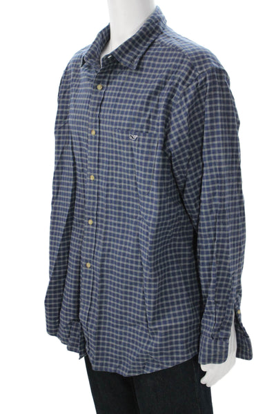 Vineyard Vines Men's Long Sleeves Button Down Blue Plaid Shirt Size 2XL