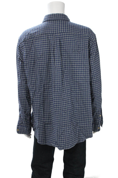 Vineyard Vines Men's Long Sleeves Button Down Blue Plaid Shirt Size 2XL