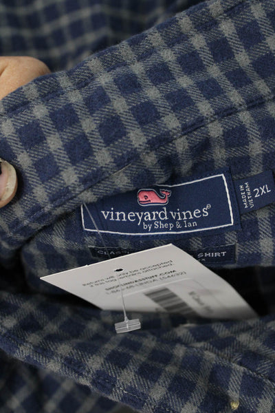 Vineyard Vines Men's Long Sleeves Button Down Blue Plaid Shirt Size 2XL