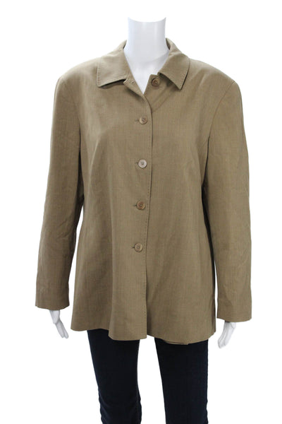 Lafayette 148 New York Women Jacket Beige Wool Collared Button Classic Size 16