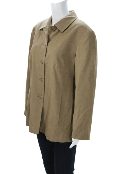 Lafayette 148 New York Women Jacket Beige Wool Collared Button Classic Size 16