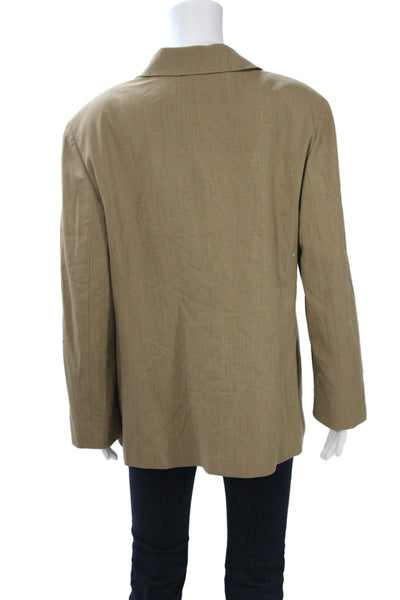 Lafayette 148 New York Women Jacket Beige Wool Collared Button Classic Size 16