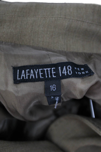 Lafayette 148 New York Women Jacket Beige Wool Collared Button Classic Size 16
