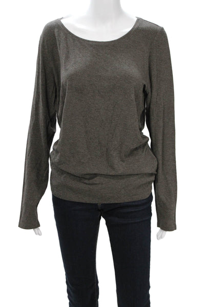 Eileen Fisher Women Dark Gray Viscose Round Neck Long Sleeve Top Size XL