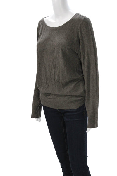 Eileen Fisher Women Dark Gray Viscose Round Neck Long Sleeve Top Size XL