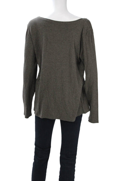 Eileen Fisher Women Dark Gray Viscose Round Neck Long Sleeve Top Size XL