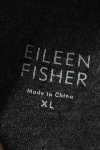 Eileen Fisher Women Dark Gray Viscose Round Neck Long Sleeve Top Size XL