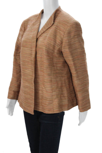 Lafayette 148 New York Womens Striped Wool Blazer Brown Long Sleeve Size 14P