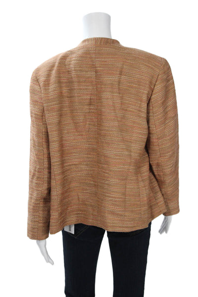 Lafayette 148 New York Womens Striped Wool Blazer Brown Long Sleeve Size 14P