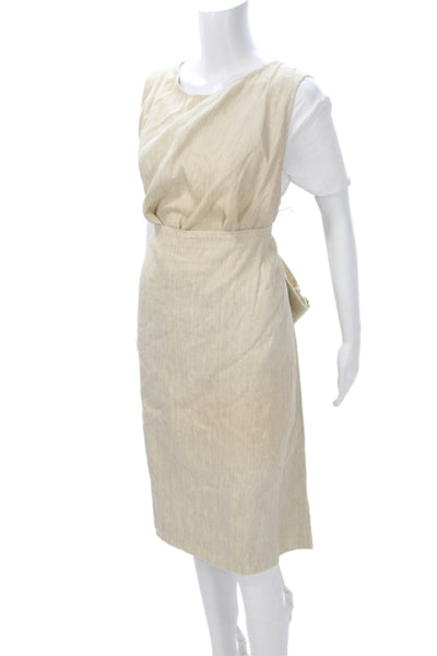 Tamotsu Womens 2 Piece Suit Beige Linen Cotton Long Sleeve Zip Size 22W