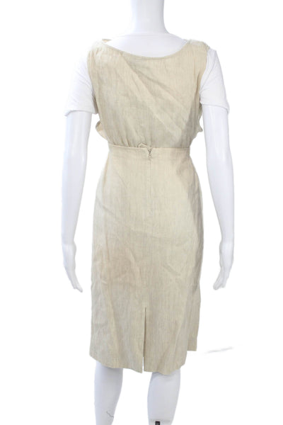 Tamotsu Womens 2 Piece Suit Beige Linen Cotton Long Sleeve Zip Size 22W