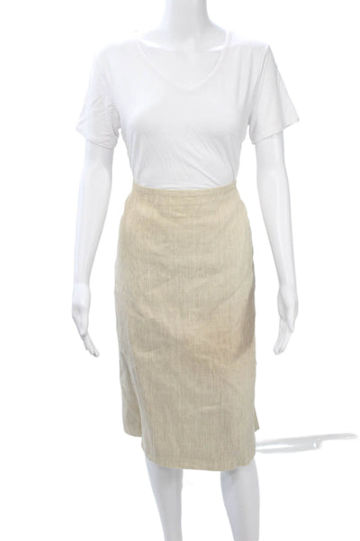 Tamotsu Womens 2 Piece Suit Beige Linen Cotton Long Sleeve Zip Size 22W