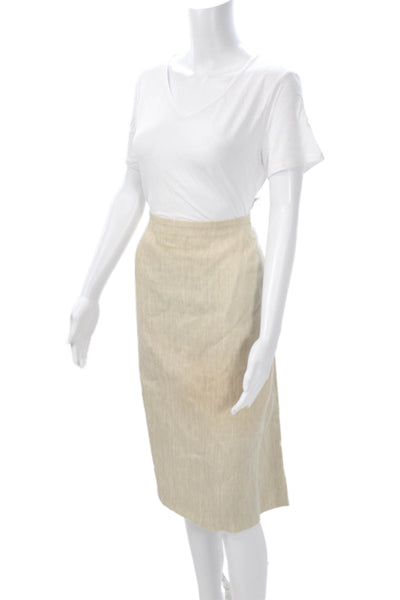 Tamotsu Womens 2 Piece Suit Beige Linen Cotton Long Sleeve Zip Size 22W