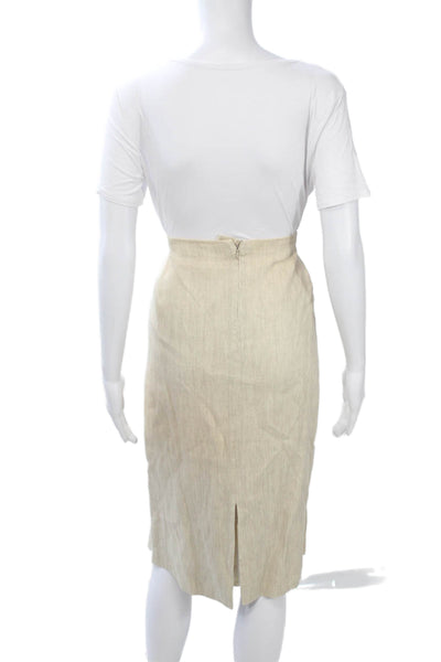 Tamotsu Womens 2 Piece Suit Beige Linen Cotton Long Sleeve Zip Size 22W
