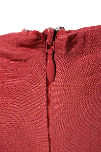 ASTR Womens Maxi Sheath Dress Red Long Sleeve Round Neck Viscose Size XS