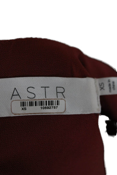 ASTR Womens Maxi Sheath Dress Red Long Sleeve Round Neck Viscose Size XS