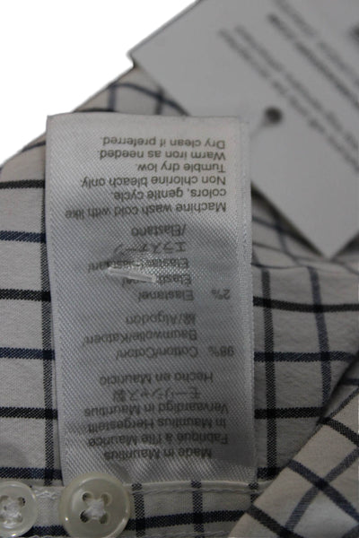 J Crew Mens Plaid Slim Fit Button Down Shirt White Navy Blue Size Medium