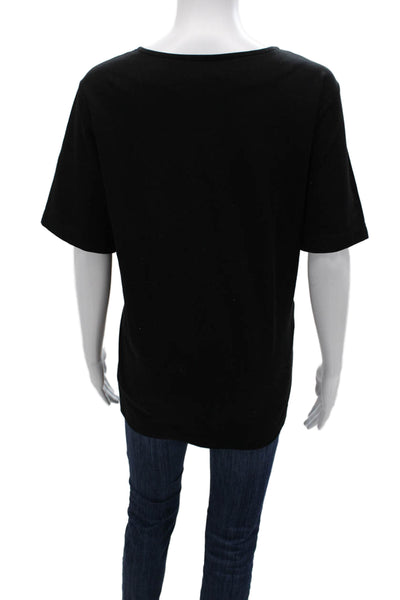 Andrea Jovine Womens Basic Black Short Sleeve Round Neck Tee 96% Cotton Size 1X