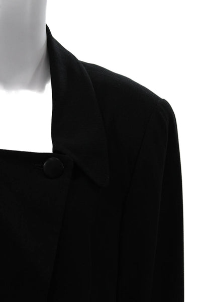 Linda Allard Ellen Tracy Womens Black Square Neck Long Sleeve Coat Size 16