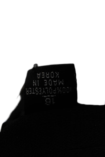 Linda Allard Ellen Tracy Womens Black Square Neck Long Sleeve Coat Size 16