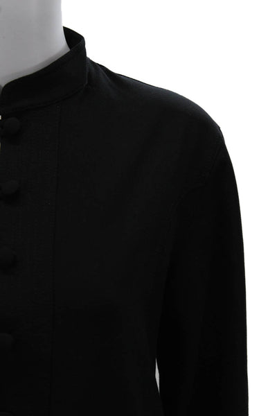 Laurie Women Black 100% Wool High Neck Button Long Sleeve Jacket Size 16