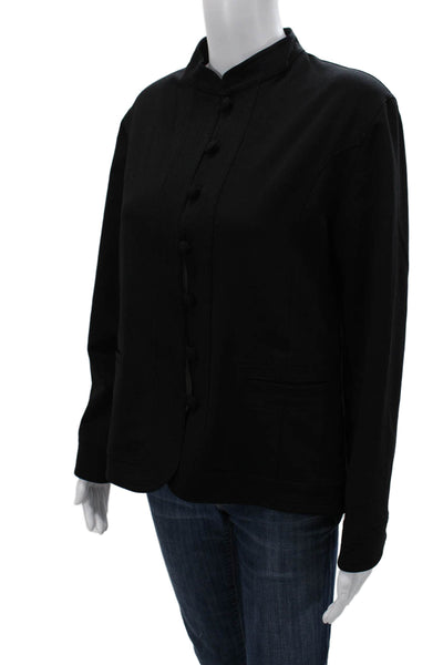 Laurie Women Black 100% Wool High Neck Button Long Sleeve Jacket Size 16