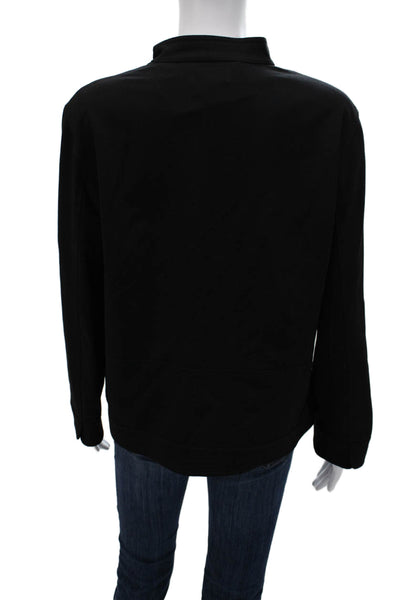 Laurie Women Black 100% Wool High Neck Button Long Sleeve Jacket Size 16