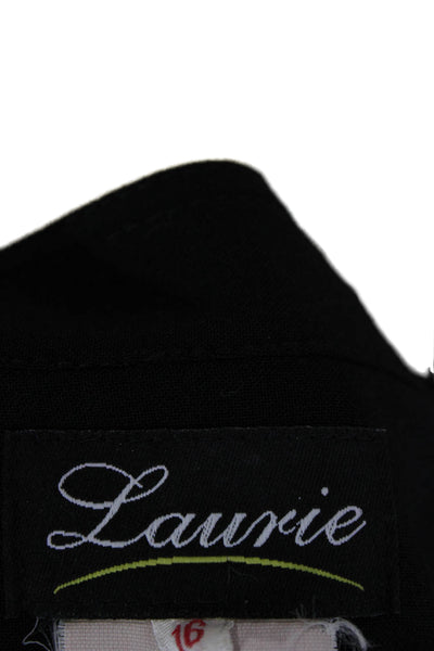 Laurie Women Black 100% Wool High Neck Button Long Sleeve Jacket Size 16