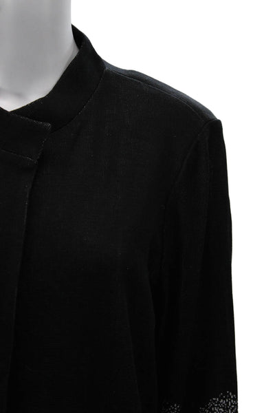 Misook Womens Black Coatigan Mock Neck Long Sleeve Acrylic Blend Size XL