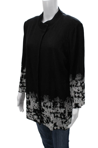 Misook Womens Black Coatigan Mock Neck Long Sleeve Acrylic Blend Size XL