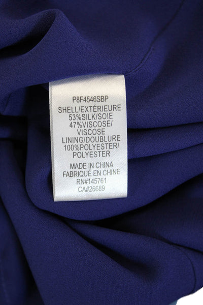 Parker Womens Wrap Dress Dark Blue V-Neck Sleeveless Midi Zip Silk Size S
