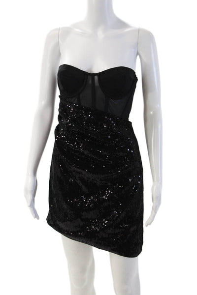 NBD Womens Bodycon Mini Dress Black Sleeveless Hook Eye Size S