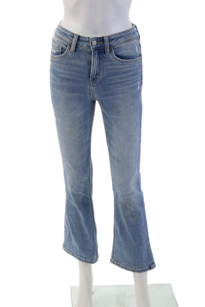 Flying Monkey Womens Bootcut Cropped Jeans Light Blue Mid Rise Size 24