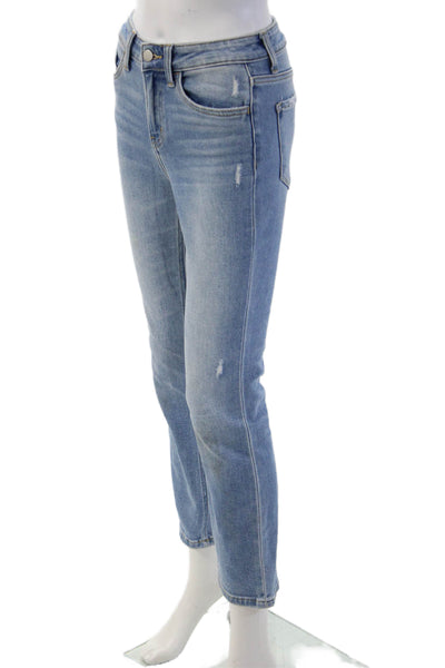 Flying Monkey Womens Bootcut Cropped Jeans Light Blue Mid Rise Size 24