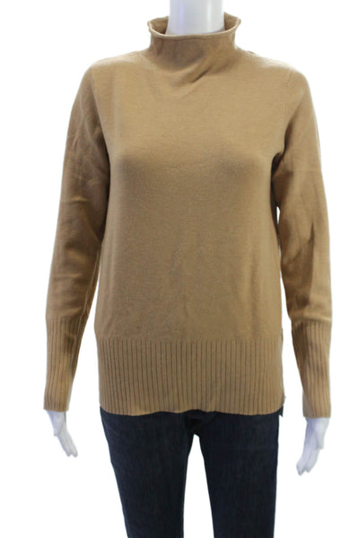 French Connection Womens Pullover Sweater Beige Mock Neck Long Sleeve Size S