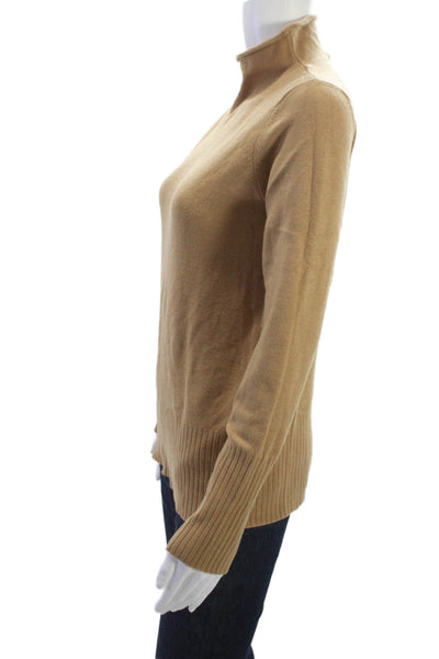 French Connection Womens Pullover Sweater Beige Mock Neck Long Sleeve Size S