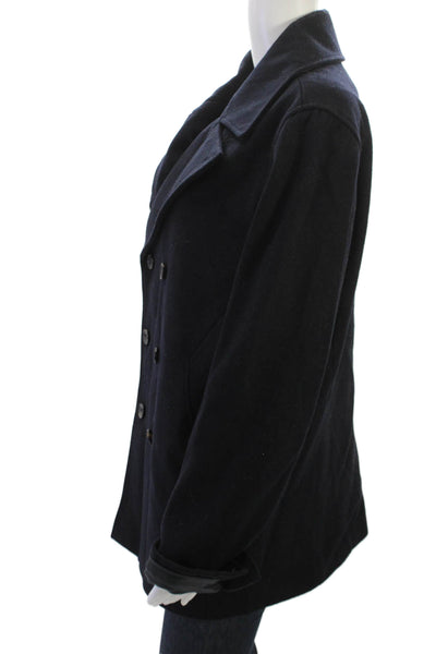 French Connection Mens Dark Blue Pea Coat Button Collared Long Sleeve Size 38