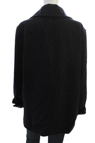 French Connection Mens Dark Blue Pea Coat Button Collared Long Sleeve Size 38