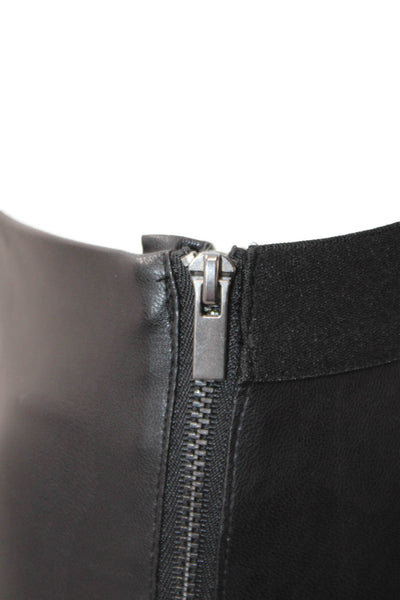 French Connection Women Biker Cropped Ankle Pants Black Coated Polyester Size 0