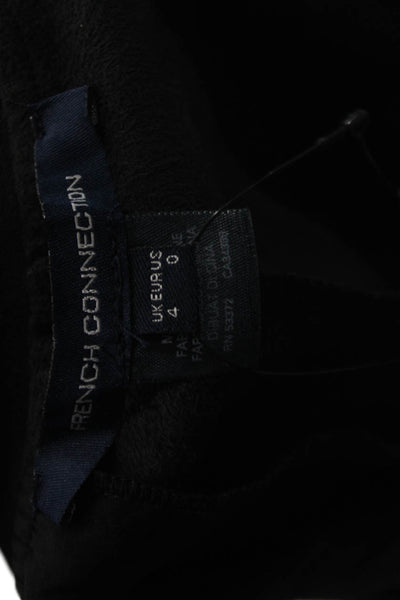 French Connection Women Biker Cropped Ankle Pants Black Coated Polyester Size 0