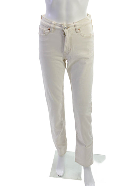 &Denim Womens Beige Straight Jeans High Rise 100% Cotton Size 0