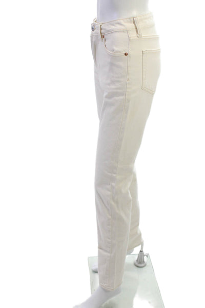 &Denim Womens Beige Straight Jeans High Rise 100% Cotton Size 0