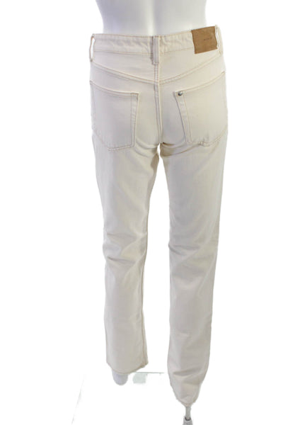 &Denim Womens Beige Straight Jeans High Rise 100% Cotton Size 0